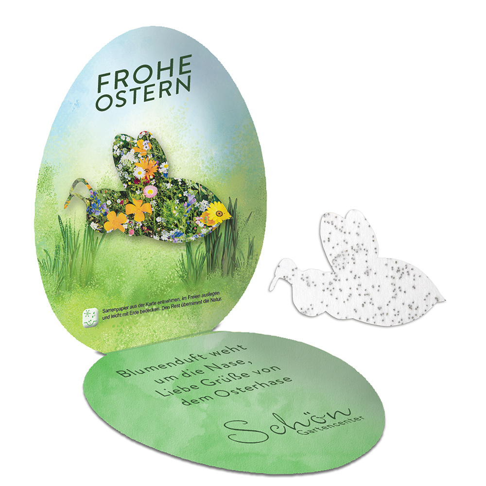 Seed-paper in folding-card egg